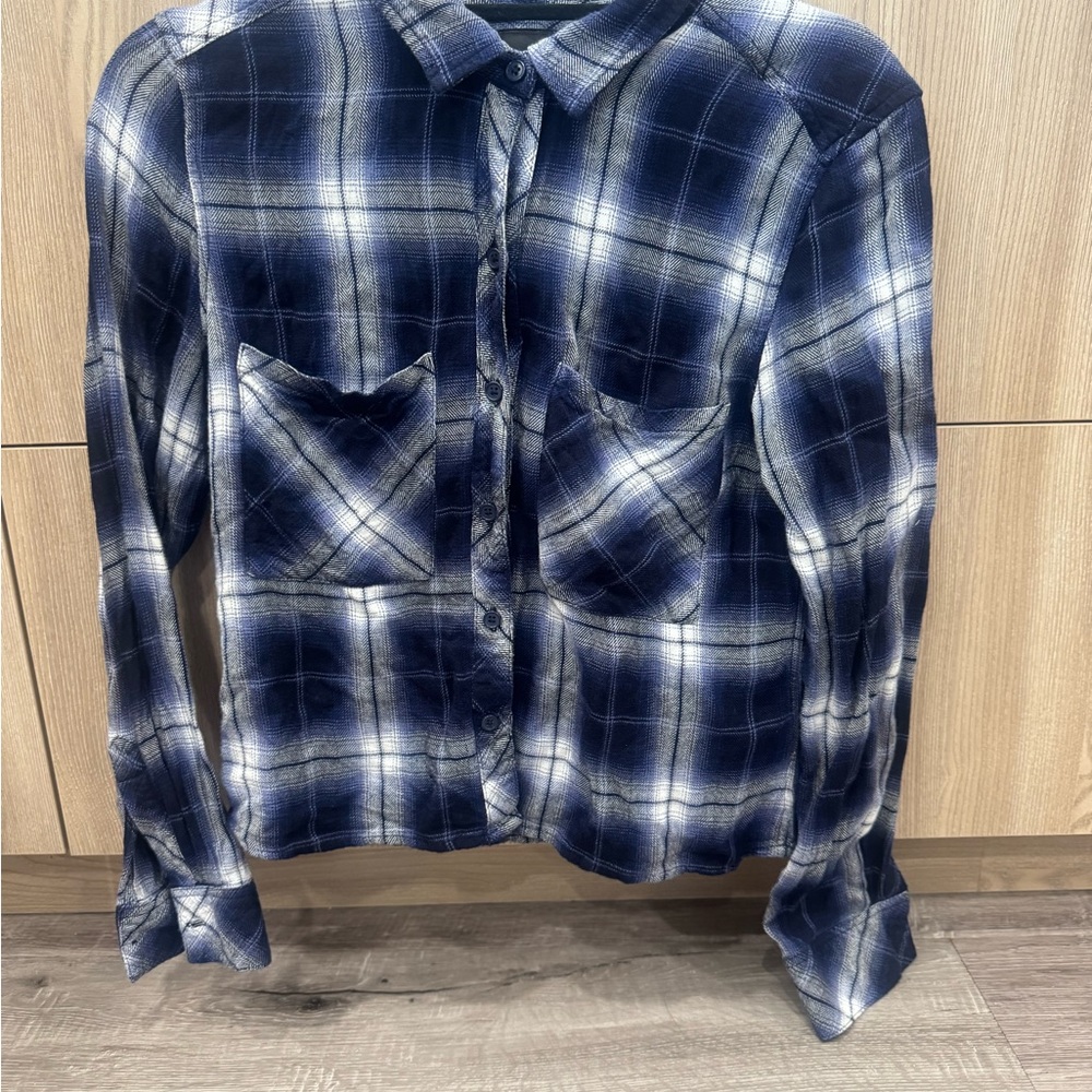 Rails Blue and White Checkered Shirt